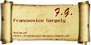 Francsovics Gergely névjegykártya